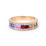 Natural Multi Sapphire & Diamond 14K Gold Eternity Band