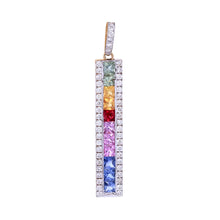 Load image into Gallery viewer, 14K Gold Multi Sapphire Rainbow Pendant with Diamond Accent