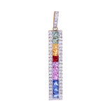 14K Gold Multi Sapphire Rainbow Pendant with Diamond Accent