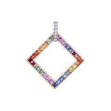 Colorful Carnival Charm Multi Sapphire Rainbow Pendant with Diamonds