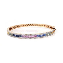 Load image into Gallery viewer, Rainbow Multi Sapphire Bangle Adorned WIth Dazzling Diamond