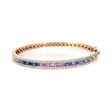 Rainbow Multi Sapphire Bangle Adorned WIth Dazzling Diamond