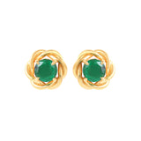 Karana Solitaire Emerald Floral Earring In 14K Yellow Gold