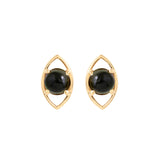 Sleek Evil Eye Tourmaline Earrings In 14K Yellow Gold