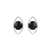 Load image into Gallery viewer, Evil Eye Elegance Black Stud Earrings in 14K White Gold