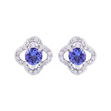 14K Gold Round Tanzanite Spring Fling Studs with Sparkling Diamonds