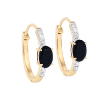 Load image into Gallery viewer, Black Onyx Hoop Magic With Diamonds in 14K Gold