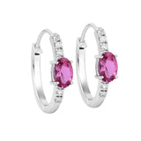 Pink Aura Hoop Gold Earring with Pink Spinel & Diamonds