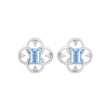 Load image into Gallery viewer, 14K White Gold Aquamarine Aura Studs With Diamonds