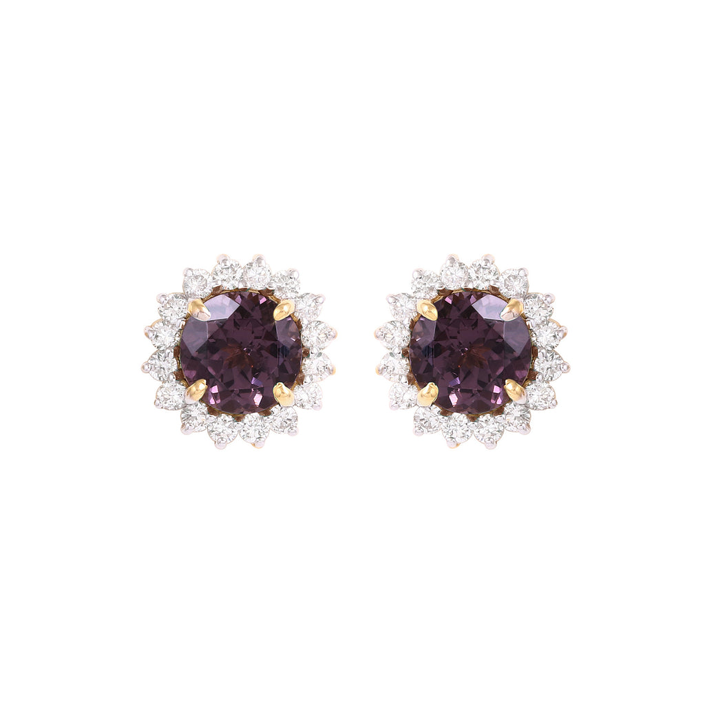 Luxurious Floral Lavender Spinel Statement Earrings With Diamonds