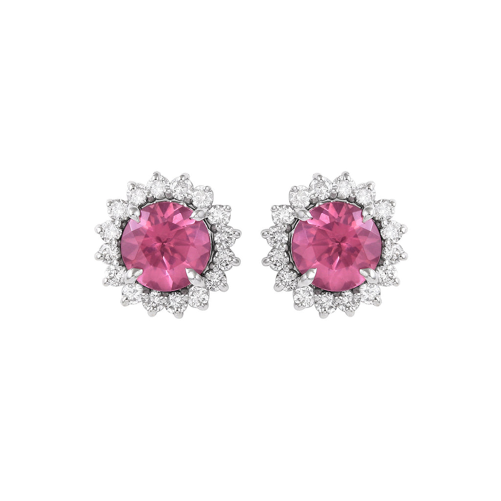 Valentine Shine With  Pink Spinel & Diamonds Gold Earrings