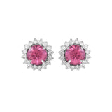 Valentine Shine With  Pink Spinel & Diamonds Gold Earrings