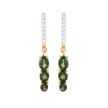 Load image into Gallery viewer, Twinkling Tourmaline Hanging Earrings In 14K  Gold &amp; Pave Diamonds