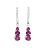 Rossy Rhodolite 14K Gold Earring with Sparkling Diamonds