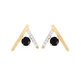 Bold Black Onyx 14K Gold Earring With Pave Diamonds