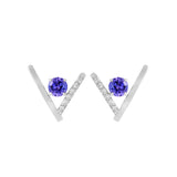 14K White Gold Tender Tanzanite Studs with Natural Diamonds