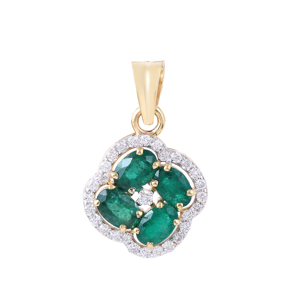 Emerald Petals with Diamond Edge Gold Pendant