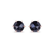 Load image into Gallery viewer, Prong Setting Black Diamond 14K Rose Gold Stud Earrings