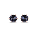 Prong Setting Black Diamond 14K Rose Gold Stud Earrings