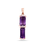 14K Rose Gold Amethyst and Diamond Pendant