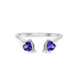 Two Hearts Tanzanite 14k White Gold Adjustable Promise Ring