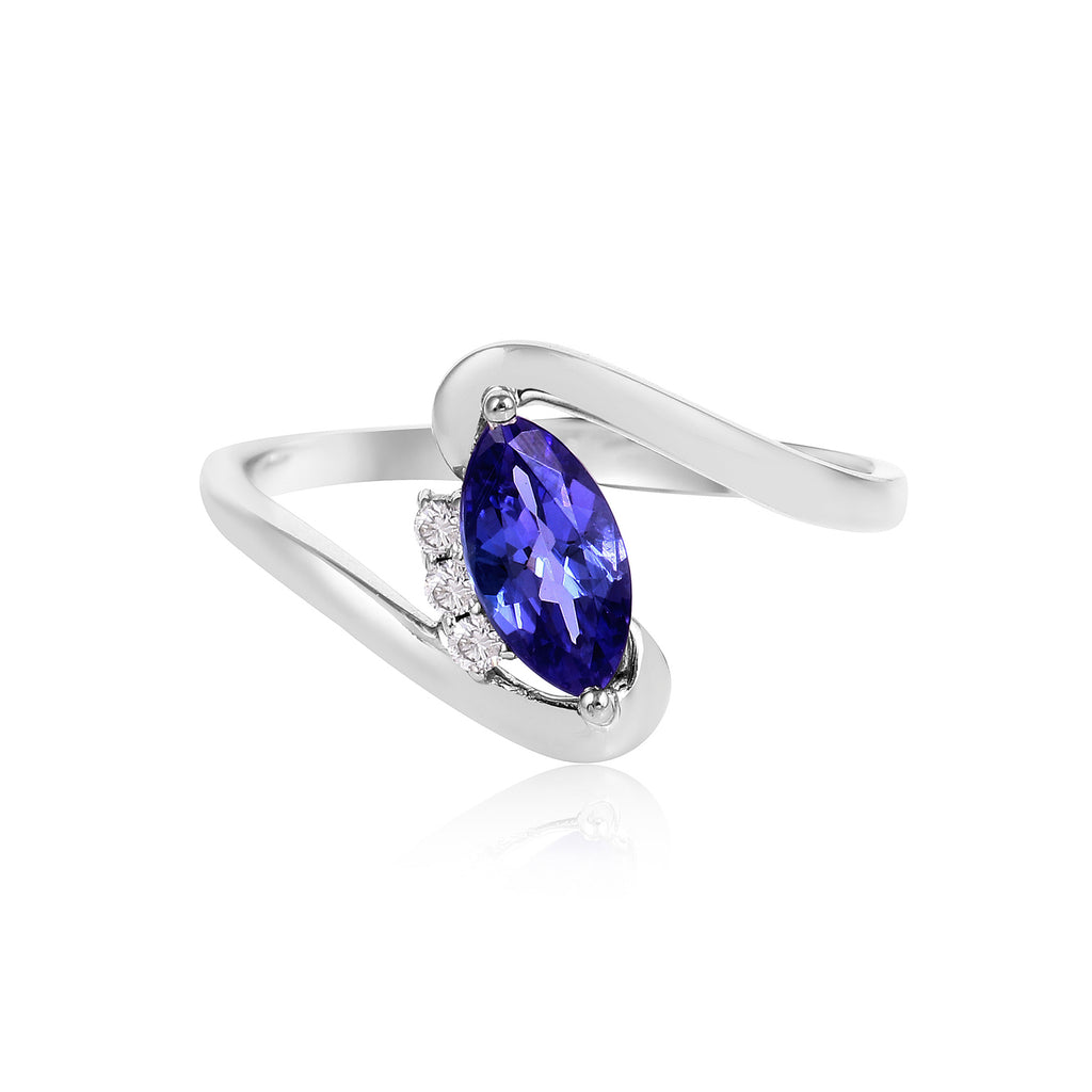 Marquise Tanzanite 14k Gold Infinity Twisted Ring with Diamonds