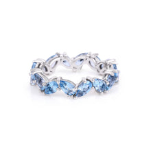 Load image into Gallery viewer, Pear Shape Aquamarines Birthstone 14K White Gold Eternity Band