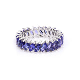 Marquise Shape Tanzanite Birthstone 14K White Gold Eternity Band